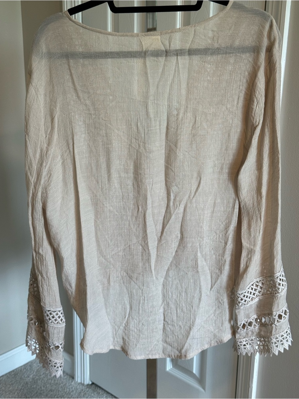 By Together Cream Crochet-Trim Wrap Tunic Blouse - Picture 3 of 8